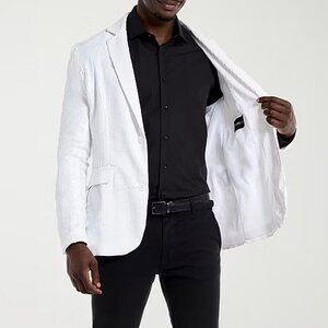 Mens Suitmeister Sequins Party Blazer - White Sz L 925184